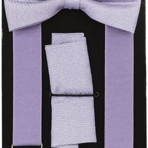 UMO LORENZO- Lavender Bow Tie and Suspenders Set for Men